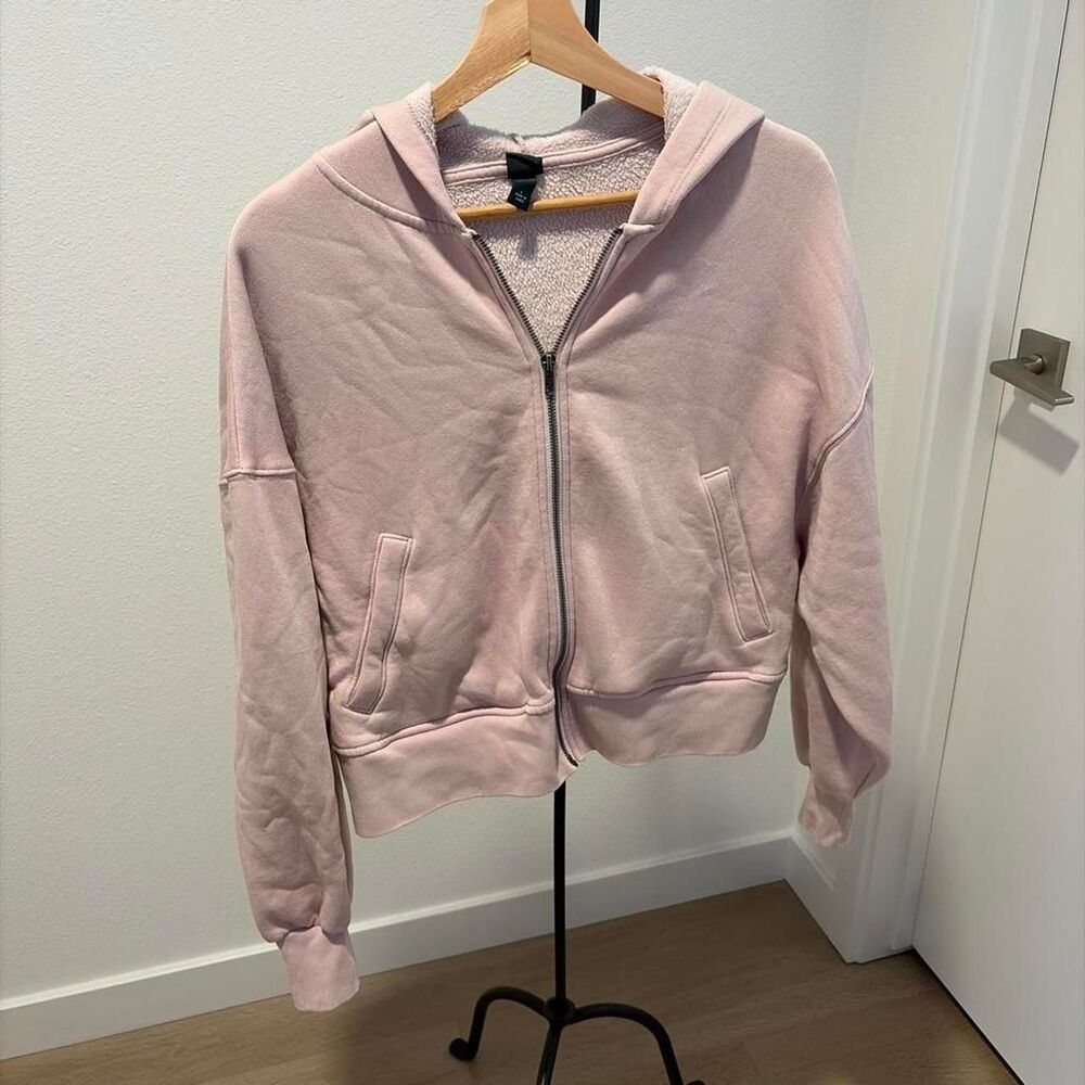 Wild Fable Target Women's Light Pink Cropped Full Zip Hoodie Sweatshirt